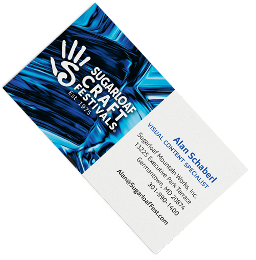 Alan Schaberl Graphic Design - Business Card Featuring Blue Paint Design