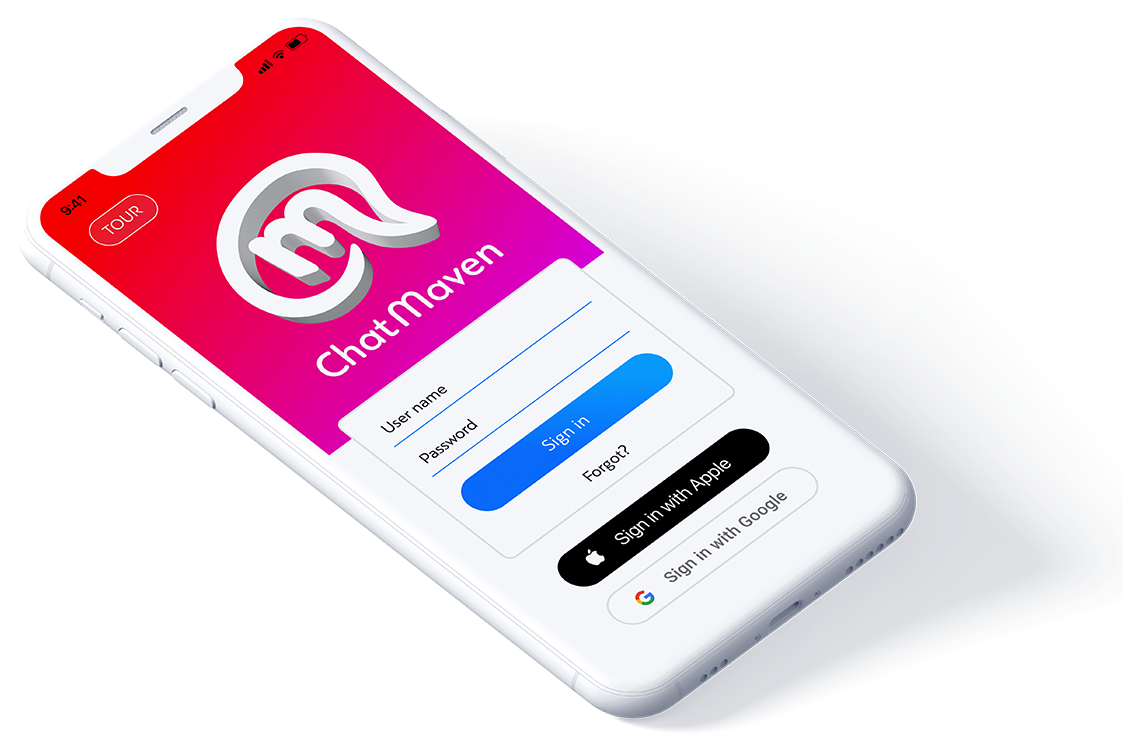 Maven Chat Login Screen Displayed on iPhone